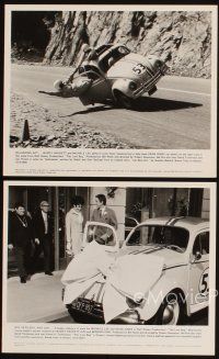 5g554 LOVE BUG 4 8x10 stills '69 Disney, Dean Jones drives Volkswagen Beetle race car Herbie!
