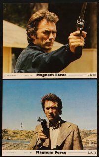 5g055 MAGNUM FORCE 8 color 8x10 stills'73 c/u of bandaged Clint Eastwood is Dirty Harry pointing gun