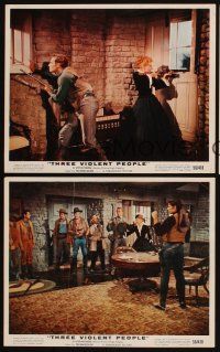 5g180 THREE VIOLENT PEOPLE 3 color 8x10 stills '56 great images of Anne Baxter & Charlton Heston!