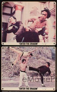 5g119 ENTER THE DRAGON 5 8x10 mini LCs '73 Bruce Lee dispatching his adversary, kung fu classic!
