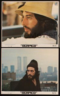 5g175 SERPICO 3 8x10 mini LCs '74 bearded Al Pacino, Sidney Lumet crime classic!