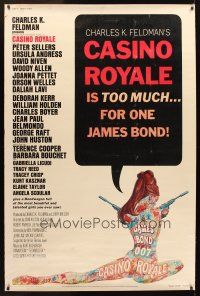 5h162 CASINO ROYALE 40x60 '67 all-star James Bond spy spoof, sexy psychedelic art by McGinnis!