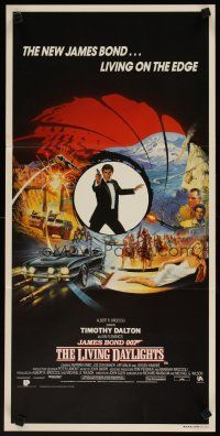5h425 LIVING DAYLIGHTS Aust daybill '87 Timothy Dalton as James Bond in cool art montage!