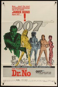 5h002 DR. NO white smoke 1sh '62 Sean Connery is the most extraordinary gentleman spy James Bond 007