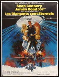5h227 DIAMONDS ARE FOREVER French 1p R80s art of Sean Connery as James Bond by Robert McGinnis!