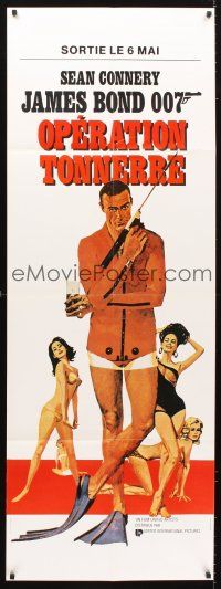 5h130 THUNDERBALL French door-panel R80s full-length art of Sean Connery as Bond w/sexy girls!