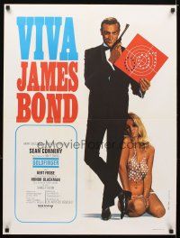5h088 GOLDFINGER French 23x32 R70 art of Sean Connery as James Bond 007 by Yves Thos & Bourduge!