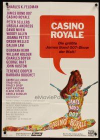 5h174 CASINO ROYALE German style A '67 all-star James Bond spy spoof, Robert McGinnis art, rare!