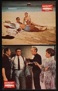 5h122 THUNDERBALL set of 2 German LCs R70s Sean Connery as 007 on beach w/sexy Claudine Auger!