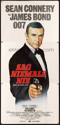 5h358 NEVER SAY NEVER AGAIN German 47x99 '83 art of Sean Connery as James Bond pointing gun!