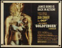 5h072 GOLDFINGER 1/2sh '64 Sean Connery as James Bond & Honor Blackman in gold Shirley Eaton!