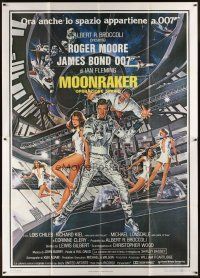 5h310 MOONRAKER Italian 2p '79 art of Roger Moore as James Bond & sexy space babes by Goozee!