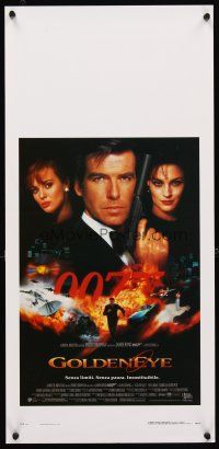 5h466 GOLDENEYE Italian locandina '96 Pierce Brosnan as secret agent James Bond 007, cool montage!