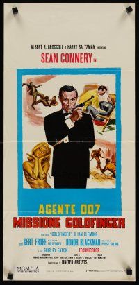 5h091 GOLDFINGER Italian locandina R70s different art of Sean Connery as James Bond 007!
