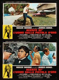 5h259 MAN WITH THE GOLDEN GUN set of 8 Italian photobustas '74 Roger Moore as Bond, Britt Ekland!