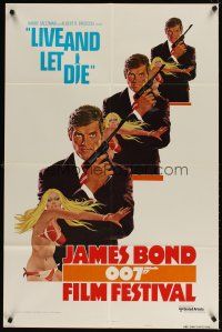 5h454 JAMES BOND 007 FILM FESTIVAL style A 1sh '76 art of Roger Moore as 007 w/sexy girl!