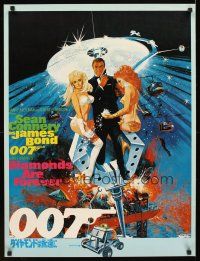 5h210 DIAMONDS ARE FOREVER Japanese 24x32 '71 art of Sean Connery as James Bond by McGinnis!