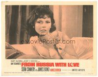 5h048 FROM RUSSIA WITH LOVE LC #5 '64 James Bond, c/u of sexy Eunice Gayson chewing on necklace!