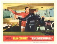5h109 THUNDERBALL LC #1 '65 close up of Sean Connery as James Bond attacking guy inside boat!