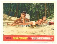 5h110 THUNDERBALL LC #5 '65 Sean Connery as James Bond with sexy Claudine Auger on beach!