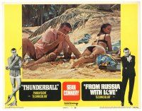 5h181 THUNDERBALL/FROM RUSSIA WITH LOVE LC #1 '68 Sean Connery as James Bond on beach w/sexy Auger