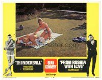 5h177 THUNDERBALL/FROM RUSSIA WITH LOVE LC #4 '68 sexy Daniela Bianchi giving guy massage outdoors