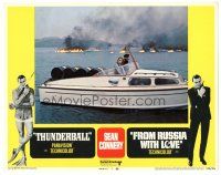 5h179 THUNDERBALL/FROM RUSSIA WITH LOVE LC #7 '68 Sean Connery as James Bond with girl in boat!