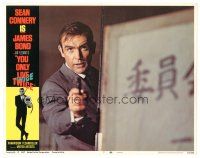 5h138 YOU ONLY LIVE TWICE LC #7 '67 great close up of Sean Connery as James Bond pointing gun!