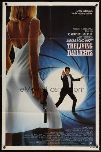 5h420 LIVING DAYLIGHTS int'l 1sh '87 Timothy Dalton as James Bond & sexy Maryam d'Abo with gun!