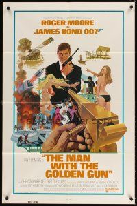 5h251 MAN WITH THE GOLDEN GUN east hemi 1sh '74 art of Roger Moore as Bond by Robert McGinnis!