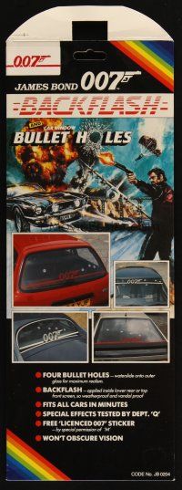 5h434 JAMES BOND English auto stickers '87 007 bumper sticker, window backflash & bullet holes!