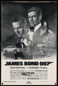 5h390 JAMES BOND 007 FILM FESTIVAL video poster '83 art of Roger Moore & Sean Connery as Bond 007!