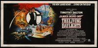 5h418 LIVING DAYLIGHTS linen special 11x23 '86 Timothy Dalton as James Bond, cool art montage!