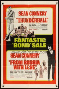 5h175 THUNDERBALL/FROM RUSSIA WITH LOVE 1sh '68 two of Sean Connery's best James Bond roles!