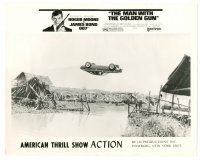 5h254 MAN WITH THE GOLDEN GUN 8x10 still '74 James Bond, cool image of car upside-down in mid-air!