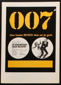 5h197 ON HER MAJESTY'S SECRET SERVICE set of 12 Swiss pressbook supplements '69 Lazenby as Bond!