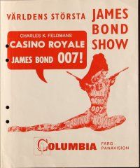 5h172 CASINO ROYALE Swedish pressbook '68 all-star James Bond spy spoof, great advertising images!