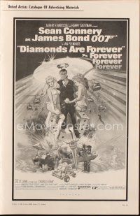 5h206 DIAMONDS ARE FOREVER pressbook '71 art of Sean Connery as James Bond 007 by Robert McGinnis!