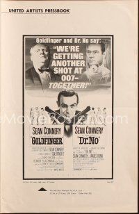 5h133 GOLDFINGER/DR. NO pressbook '66 Sean Connery as James Bond, great image of villains!