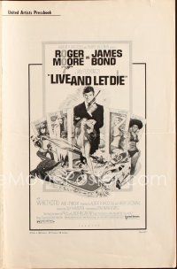 5h236 LIVE & LET DIE pressbook '73 art of Roger Moore as James Bond!