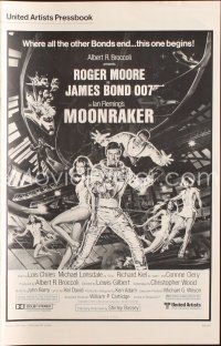 5h305 MOONRAKER pressbook '79 art of Roger Moore as James Bond & sexy space babes by Goozee!