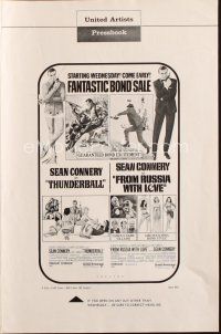 5h184 THUNDERBALL/FROM RUSSIA WITH LOVE pressbook '68 two of Sean Connery's best James Bond roles!