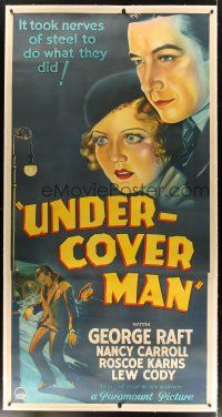 5j032 UNDER-COVER MAN linen 3sh '32 Carroll & Raft must act nice to the man who killed her brother!