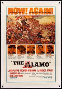 5j240 ALAMO linen 1sh R67 Brown art of John Wayne & Richard Widmark in the War of Independence!