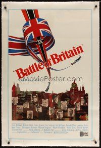 5j247 BATTLE OF BRITAIN linen style B 1sh '69 all-star cast in classic World War II battle!