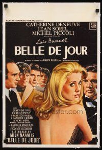 5j173 BELLE DE JOUR linen Belgian '67 Luis Bunuel, close up of sexy Catherine Deneuve!
