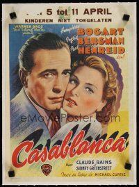 5j165 CASABLANCA linen 11x15 Belgian '47 Humphrey Bogart, Ingrid Bergman, Michael Curtiz classic!