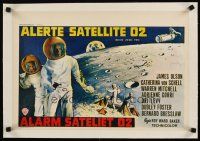 5j194 MOON ZERO TWO linen Belgian '69 the first moon western, cool art of astronauts in space!