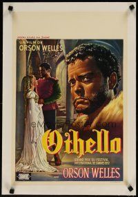 5j198 OTHELLO linen Belgian '52 different art of Orson Welles in the title role, Shakespeare!