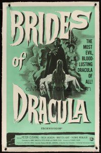5j262 BRIDES OF DRACULA linen 1sh '60 Terence Fisher, Hammer, Peter Cushing as Van Helsing!
